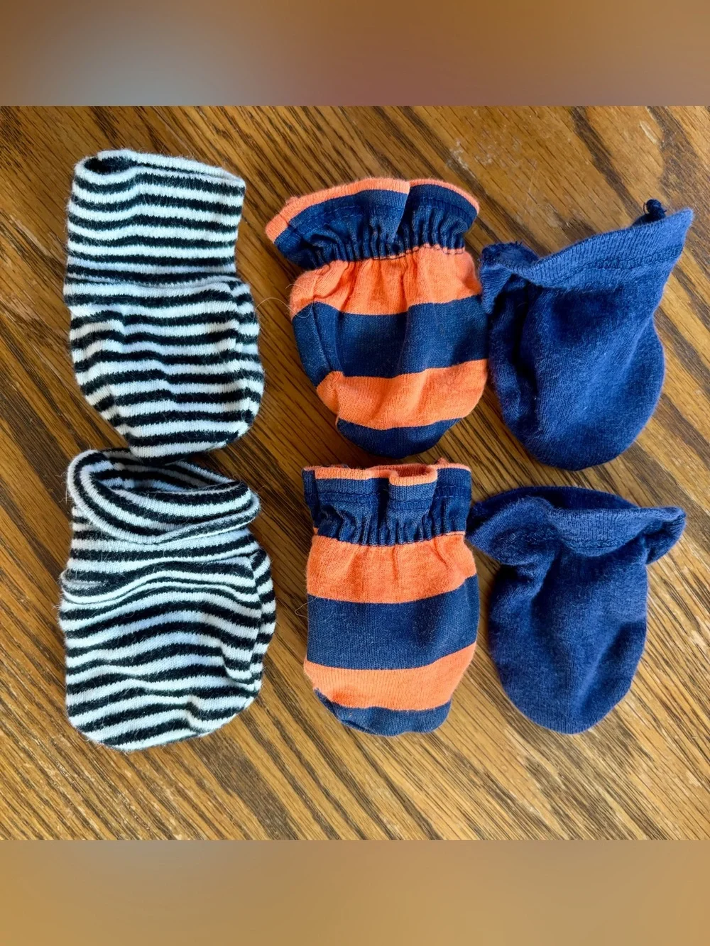 Baby Striped Cotton Mittens